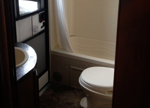 RV Rental Denver Travel Trailer North Trail bathroom